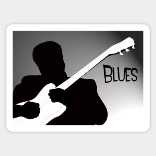 Silhouette of a Blues Player Playing Guitar Sticker